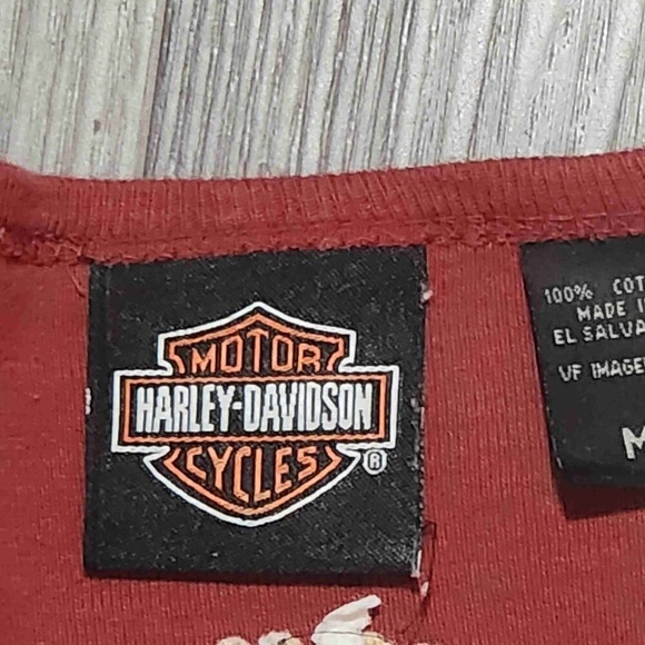 Harley Davidson Womens Red Embroidered Logo Cardigan Shirt Sweater Blouse Size M - Picture 4 of 6